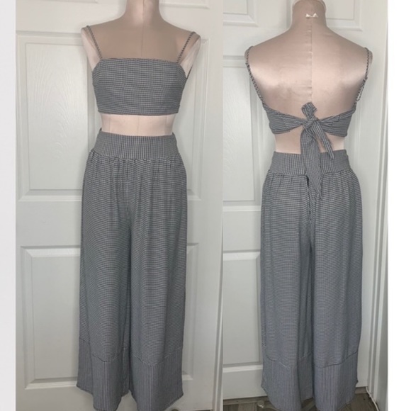 After Party Nasty Gal Houndstooth Two Piece Set Crop Top & Pants Sz Xs - Picture 2 of 9
